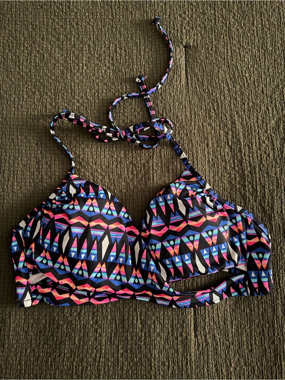 PINK Victoria's Secret Multicolor Geometric Halter Bikini Top